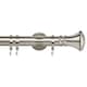 image 1 of 35mm Fixed Length Metal Curtain Pole Set Satin Silver Trumpet Finial 350cm | Silver | Silver