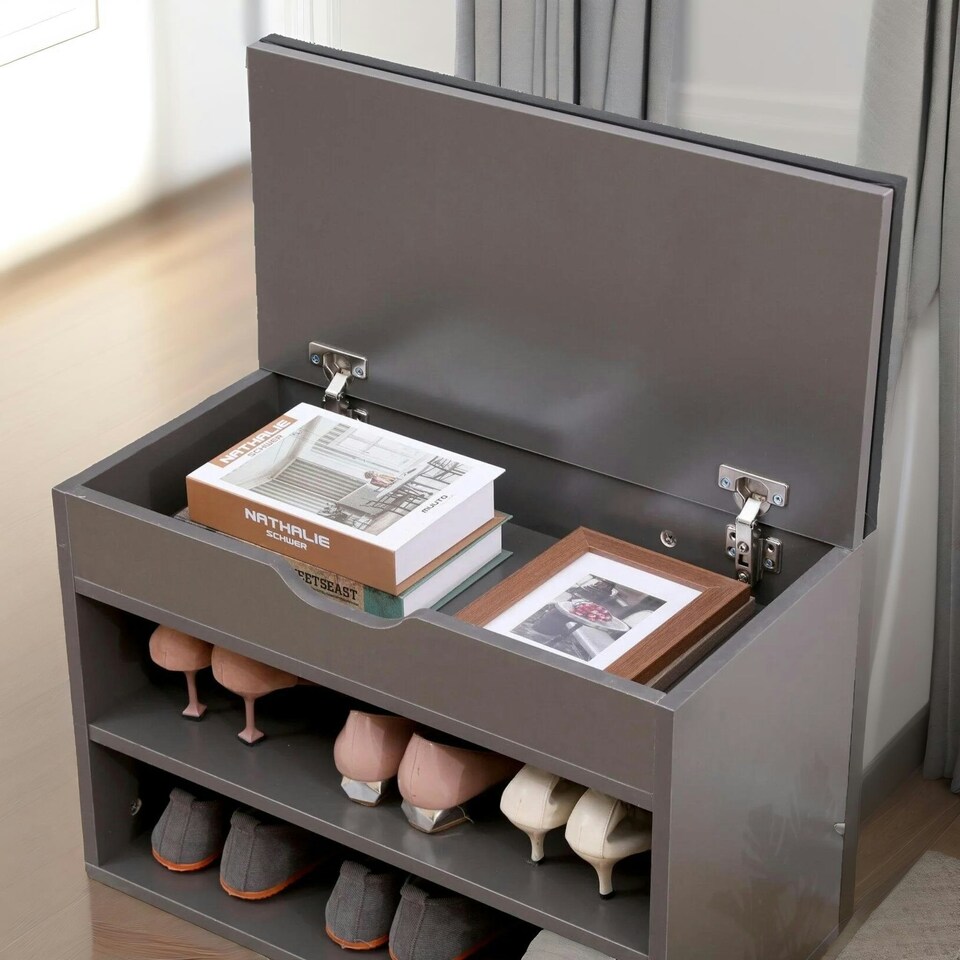 image 1 of Shoe Storage Bench 60CM Grey Grey