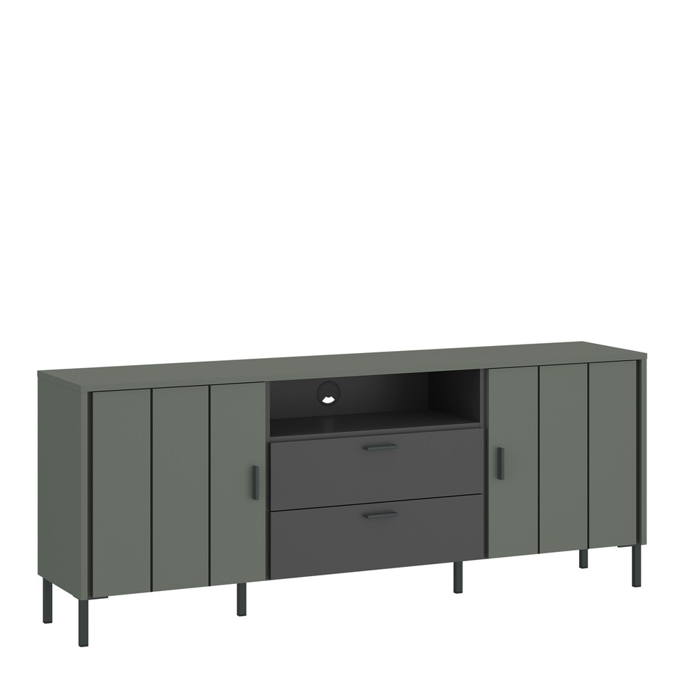 image 1 of Arundel TV Cabinet 2 Door 2 Drawer 158cm Wide in Green/Grey