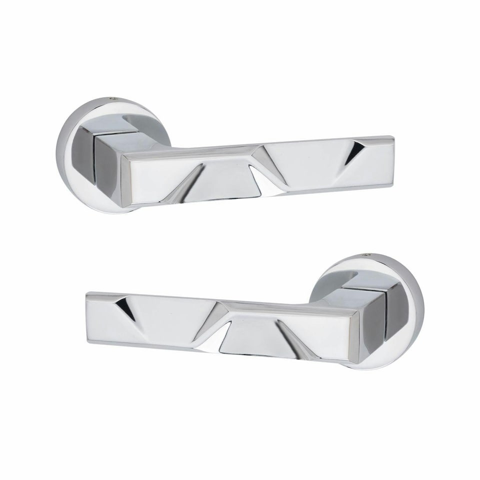 image 1 of Golden Grace Modern Nova Design Premium Bathroom Door Handles on Round Rose in Polished Chrome Finish Chrome