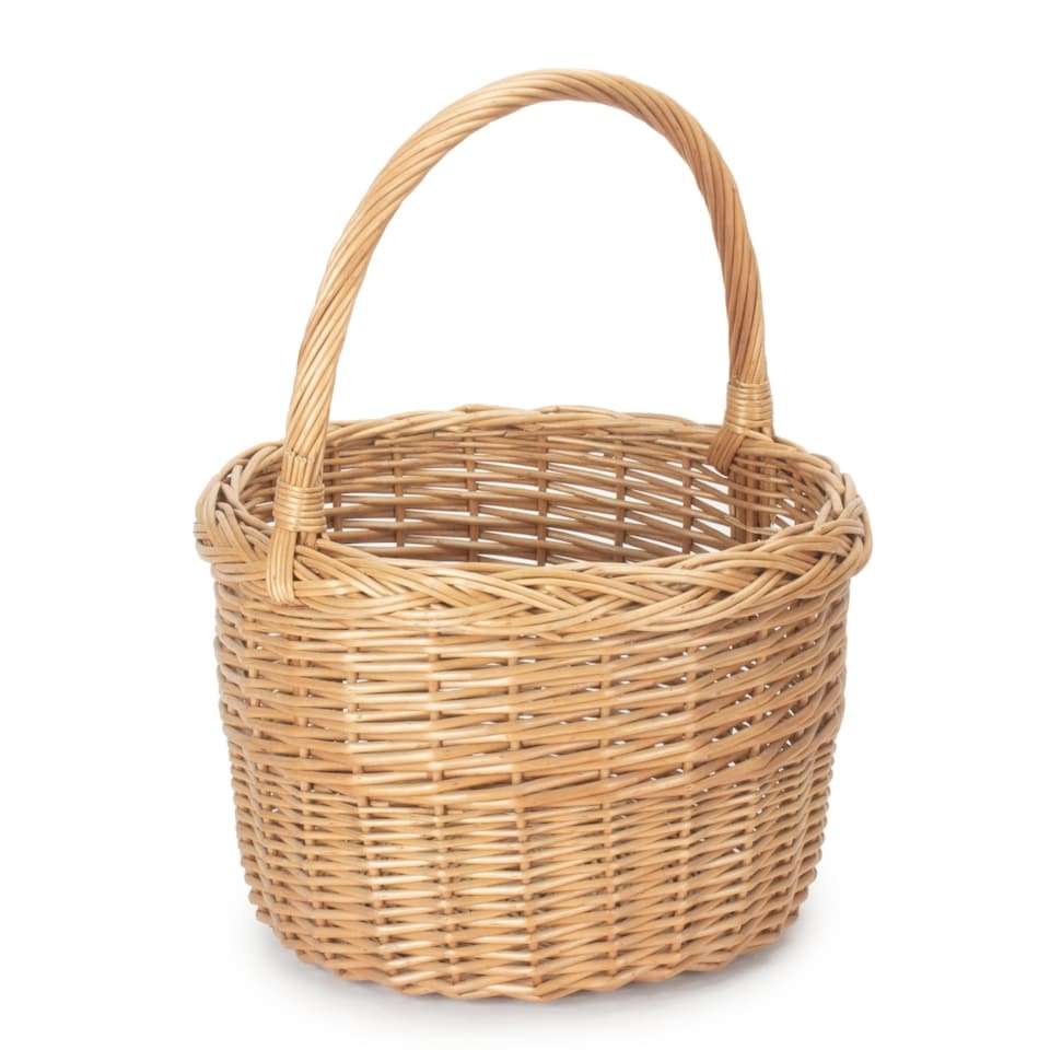 image 1 of Light Steamed Wicker Round Orchard Shopping Basket | Brown | Brown | One Size