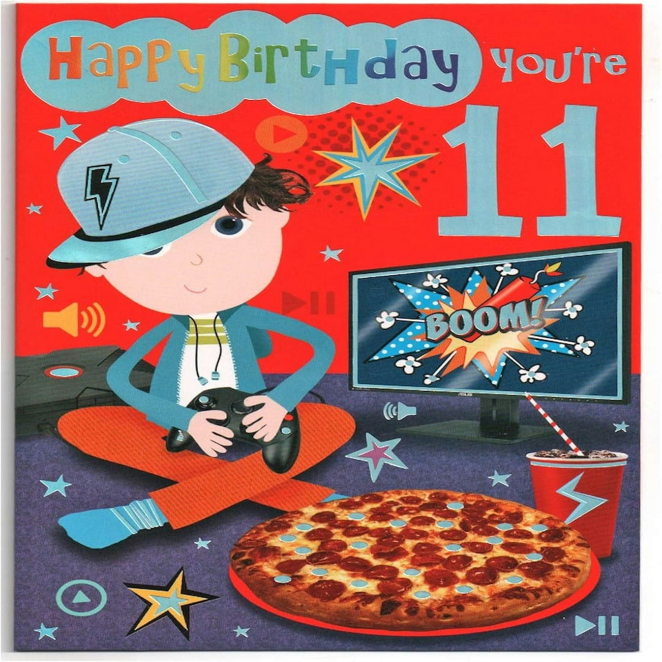 image 1 of Age 11 Male Juvenile Trendy Pops Boy Playing Game Design Birthday Card
