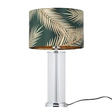 Aura - Chrome Table Lamp with Green & Gold Leaf Shade Chrome | Green