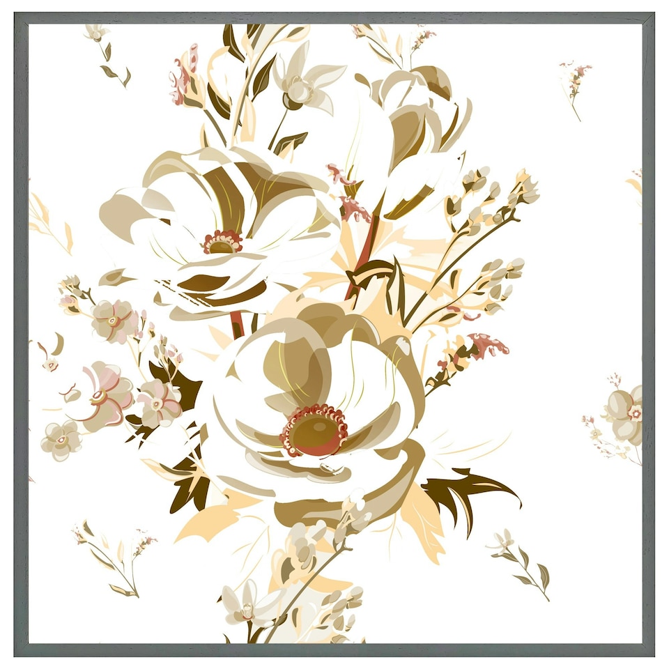 image 1 of Golden flower print (Picture Frame) Brown | L