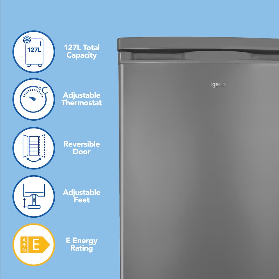 image 1 of Igenix IG255X Freestanding Under Counter Larder Fridge, 127 Litre, Inox