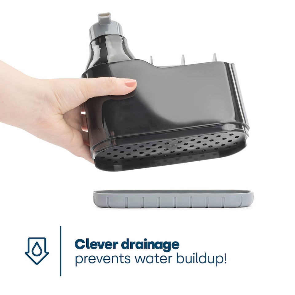 image 1 of Black Sink Caddy with Soap Dispenser