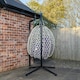 image 5 of Samuel Alexander Hanging Garden Rattan Egg Chair with Steel Frame and Waterproof Cover in Indigo | Purple | Indigo