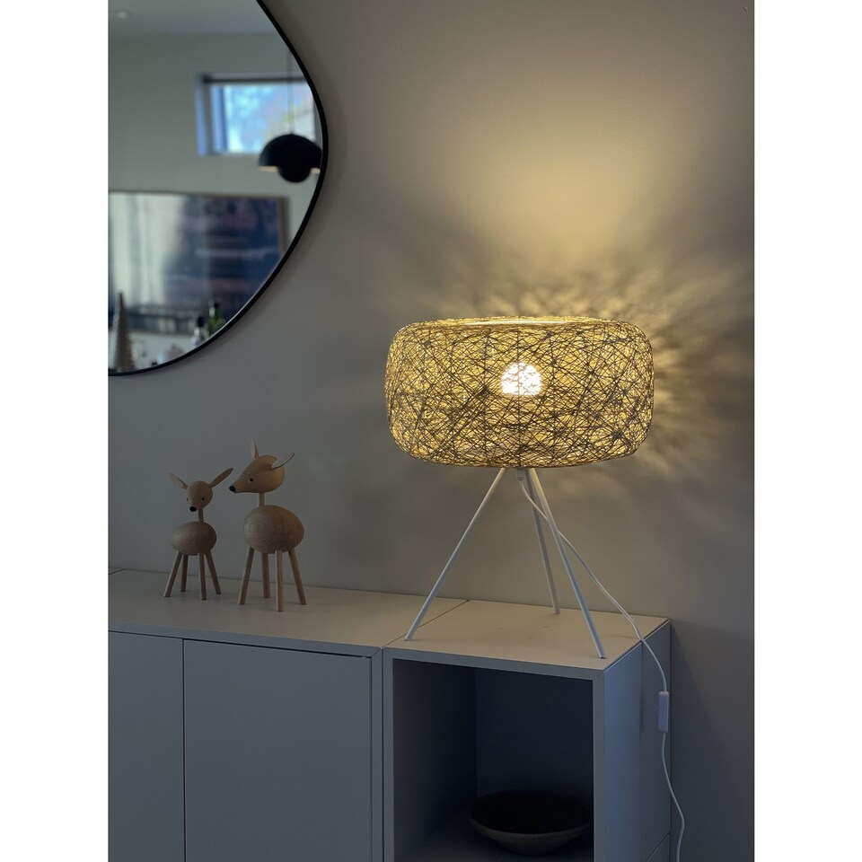 image 1 of Osram Decor Paper Bale Table Lamp E27 Beige Boho Style Bedside Desk Light