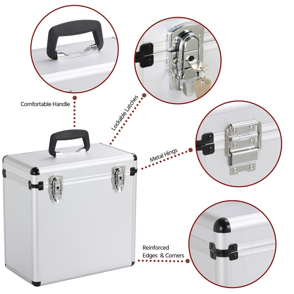 image 1 of Yaheetech Vinyl Storage Case with Lockable Latches Black