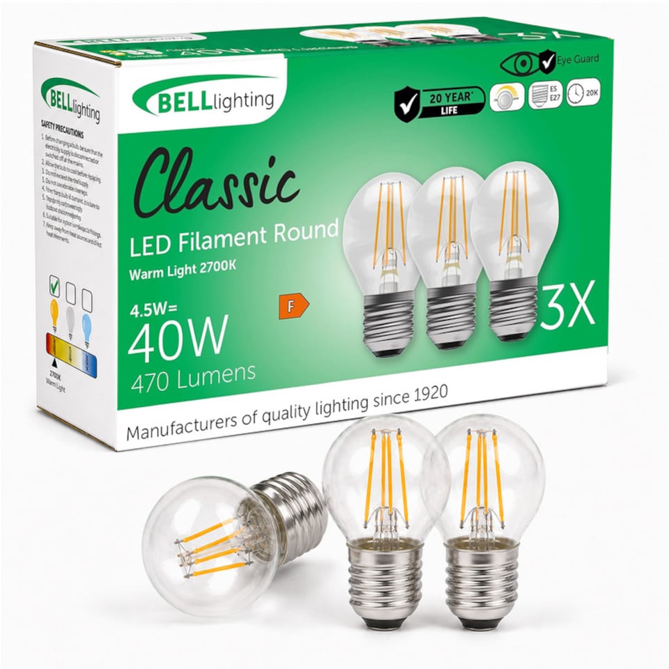 image 1 of BELL Lighting Dimmable E27 LED Filament Golf Ball 4.7W Light Bulb Warm White 2700K