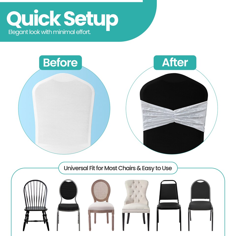 image 1 of Crushed Velvet Chair Band, Glitz Shiny Fabric Sashes - 1pc