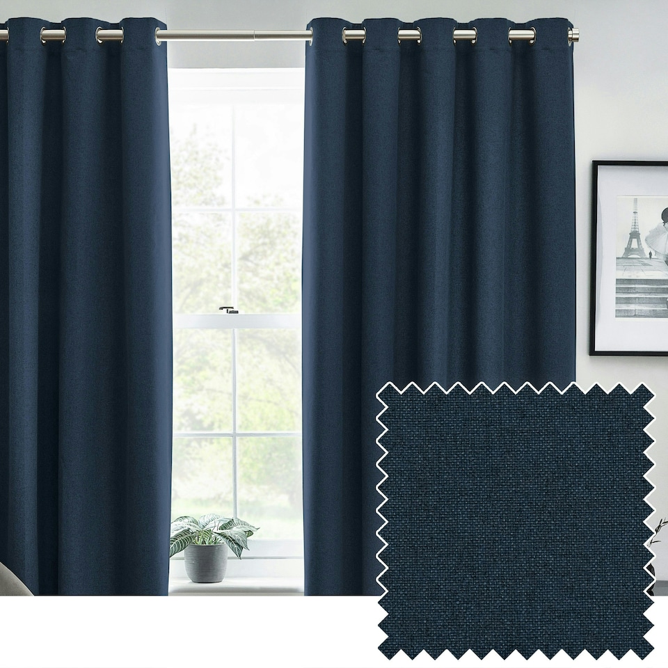 image 1 of furn. Dawn Blackout Midnight Eyelet Curtains (W)229cm x (D)229cm | Multi