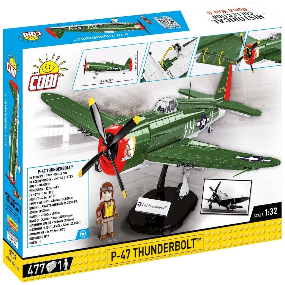 image 1 of Thunderbolt P-47 brick plane model - COBI 5737 - 475 bricks