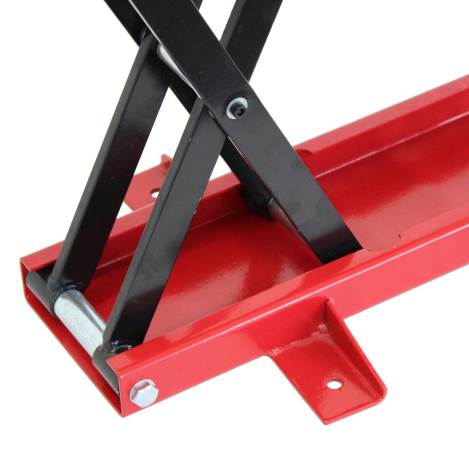 image 1 of Oypla Heavy Duty 500kg Motorcycle Motor Bike Stand Scissor Lift Jack Workshop Red