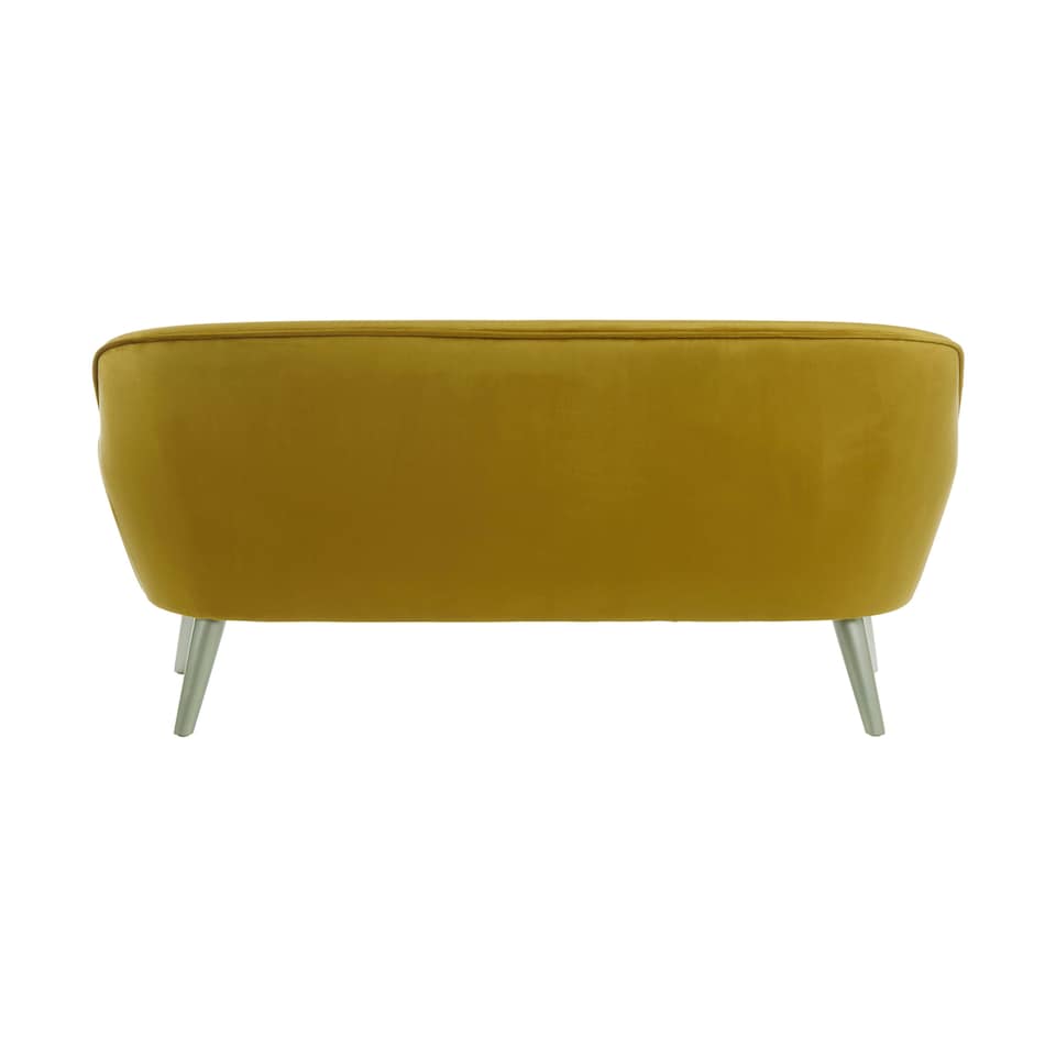 image 1 of Interiors by Premier Mustard Velvet Sofa with Silver Wood Legs, Easy to Maintain Mustard Corner Sofa, Stain-Resistant Dinner Sofa