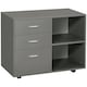 image 1 of HOMCOM Freestanding Printer Stand Unit Office Desk Side Mobile Storage w  Wheels 3 Drawers, 2 Open Shelves Modern Style 80L x 40W x 65H cm - Grey