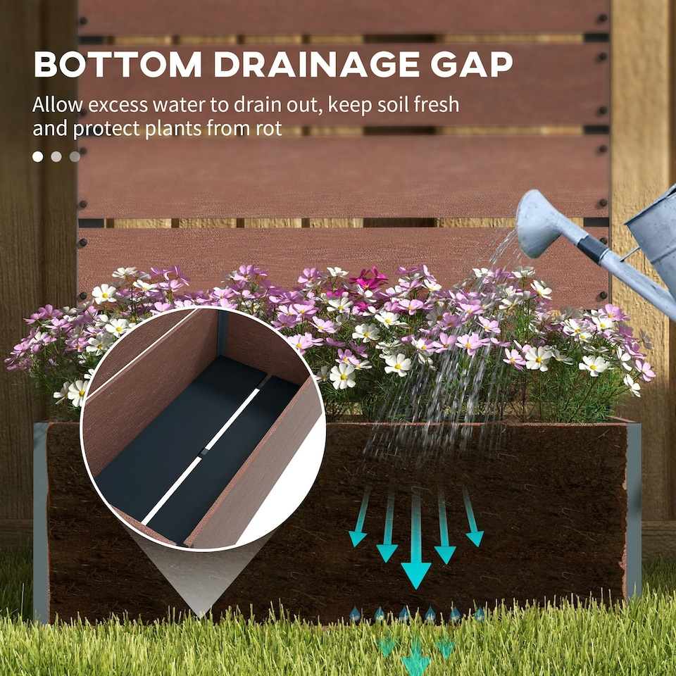 image 1 of Outsunny Raised Garden Bed with Trellis and Drainage Hole, Planter Box Grey