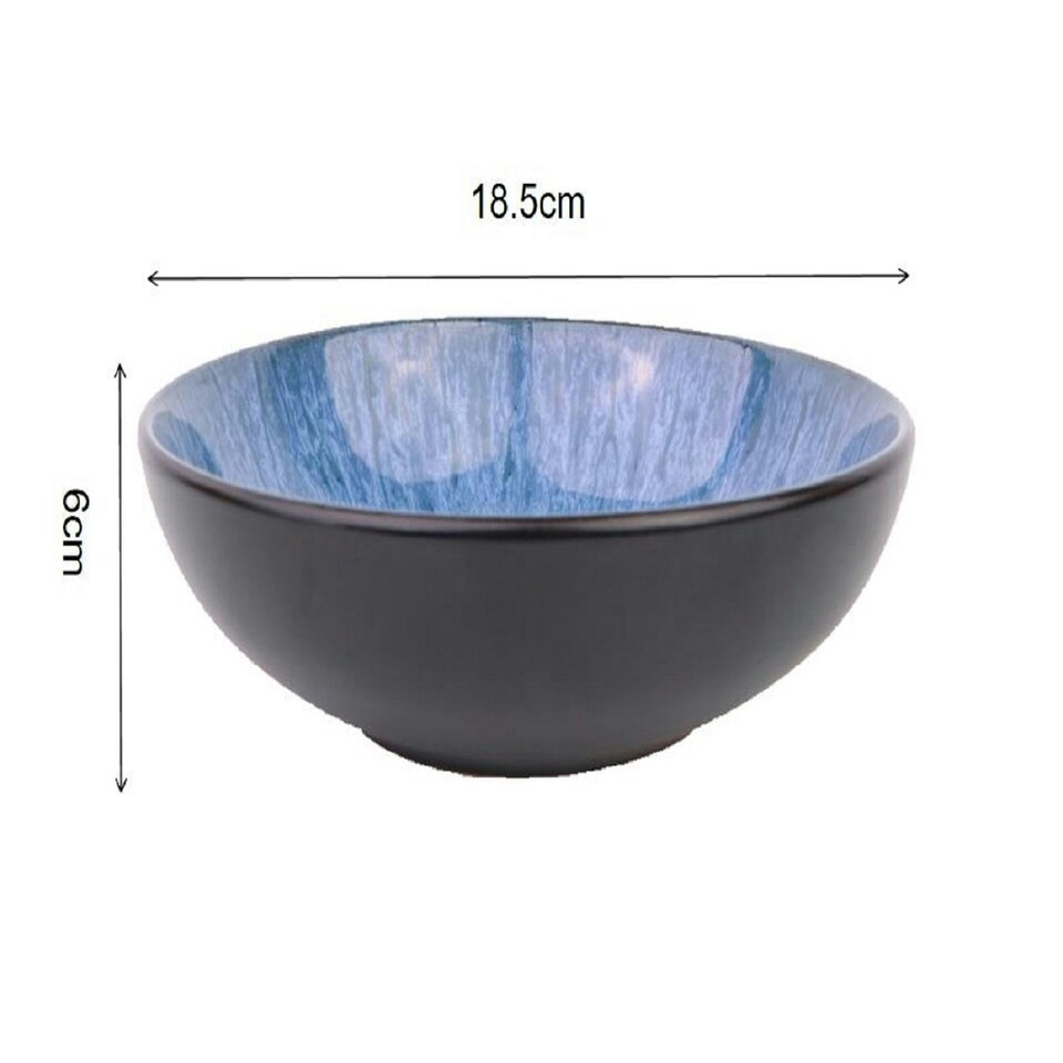 image 1 of 12pc Reactive Glaze Blue Dinner Set