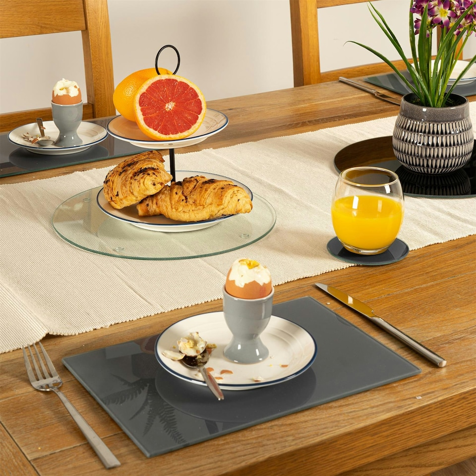image 1 of Harbour Housewares Grey Glass Placemats - 6pk - 30 x 20cm - Elegant Heat-Resistant Tableware Grey