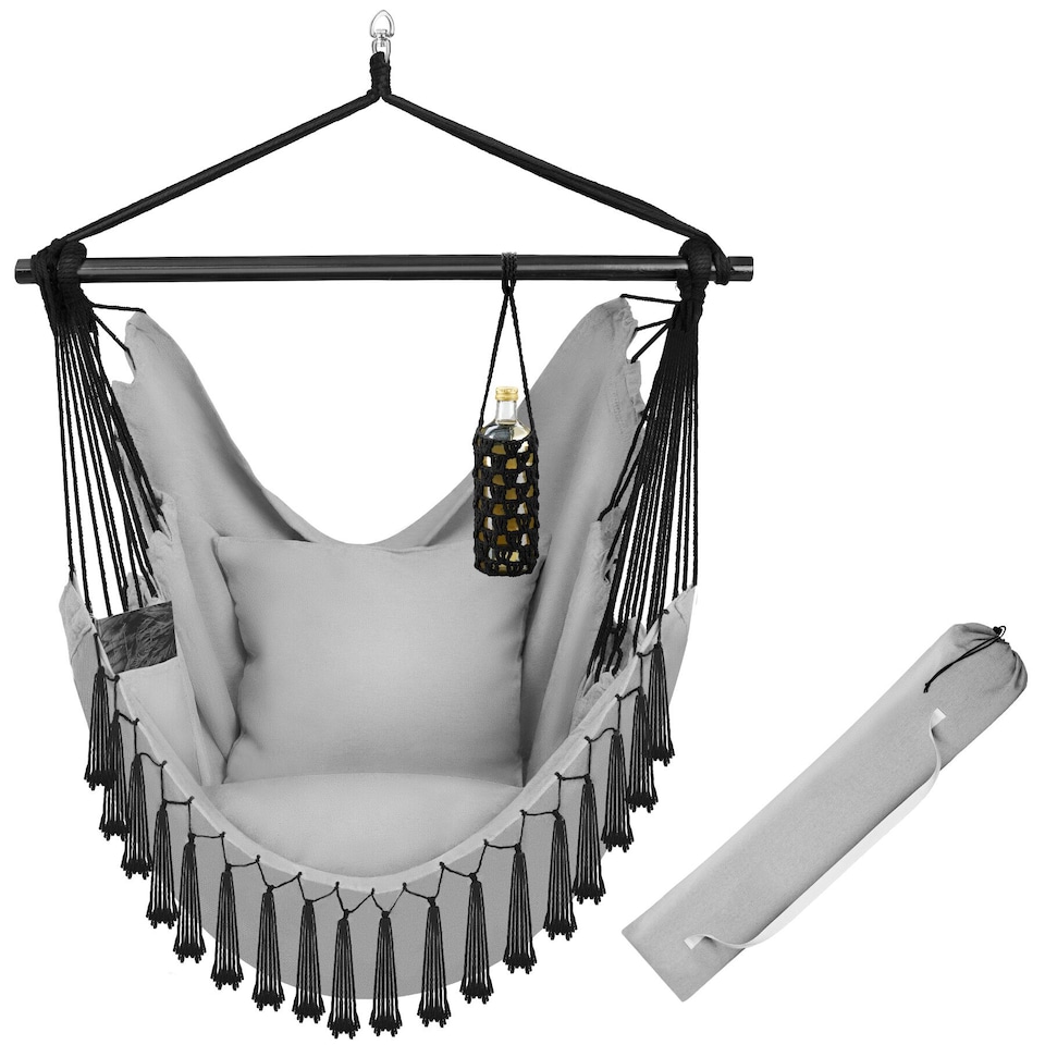 image 1 of Hanging Chair Malika, Boho Style, Load Capacity 150kg | Grey | grey | One Size | 1
