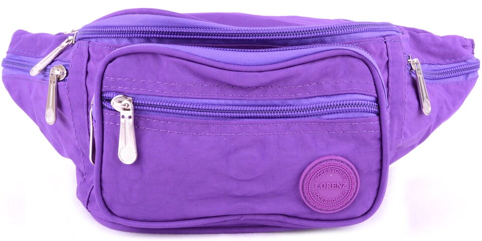 image 1 of Lorenz Crinkled Nylon Bum Bag / Waist Bag / Money Holder | Purple | Purple