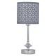 image 2 of Set of 2 Chrome Jewelled Table Lamps with Grey Cut Out Shades | Chrome | Grey | Medium | 2
