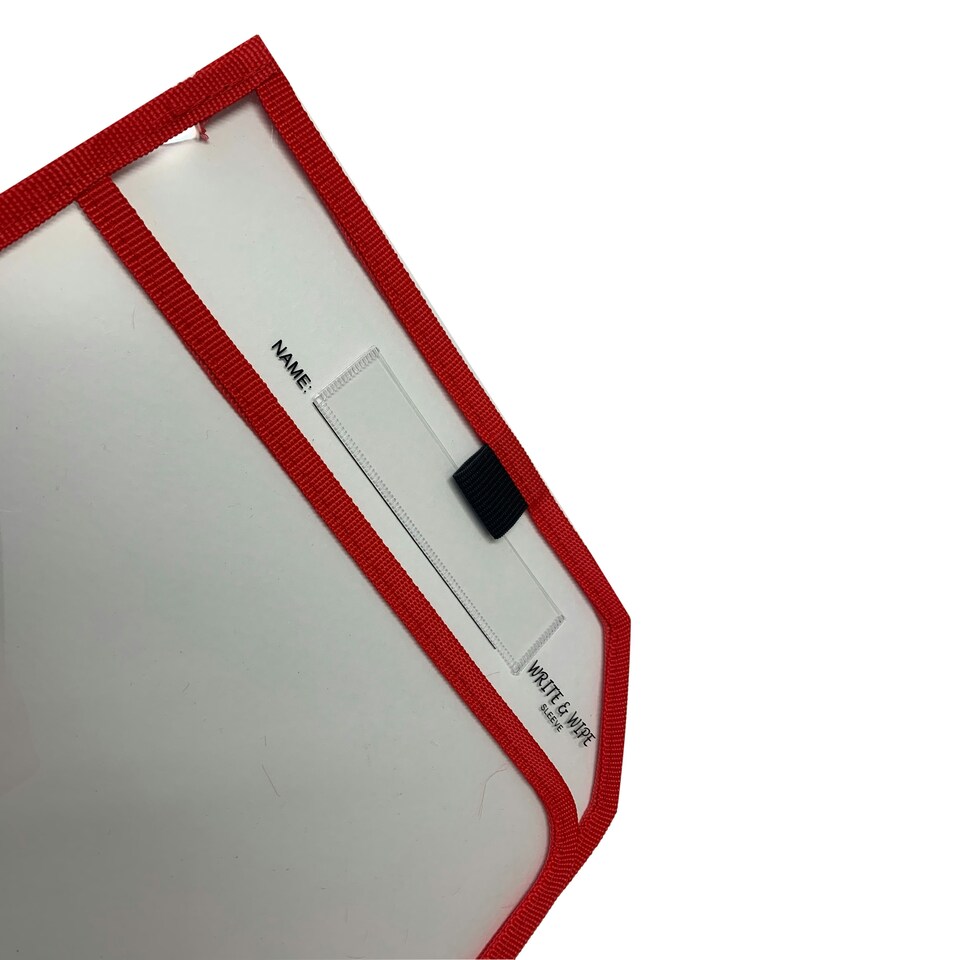 image 1 of Red Edge Clear Dry Erase Write and Wipe Reusable Sleeve Pocket