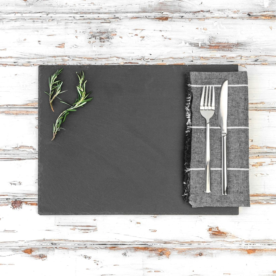 image 1 of Argon Tableware Rectangle Slate Placemats - 30 x 20cm - Pack of 4