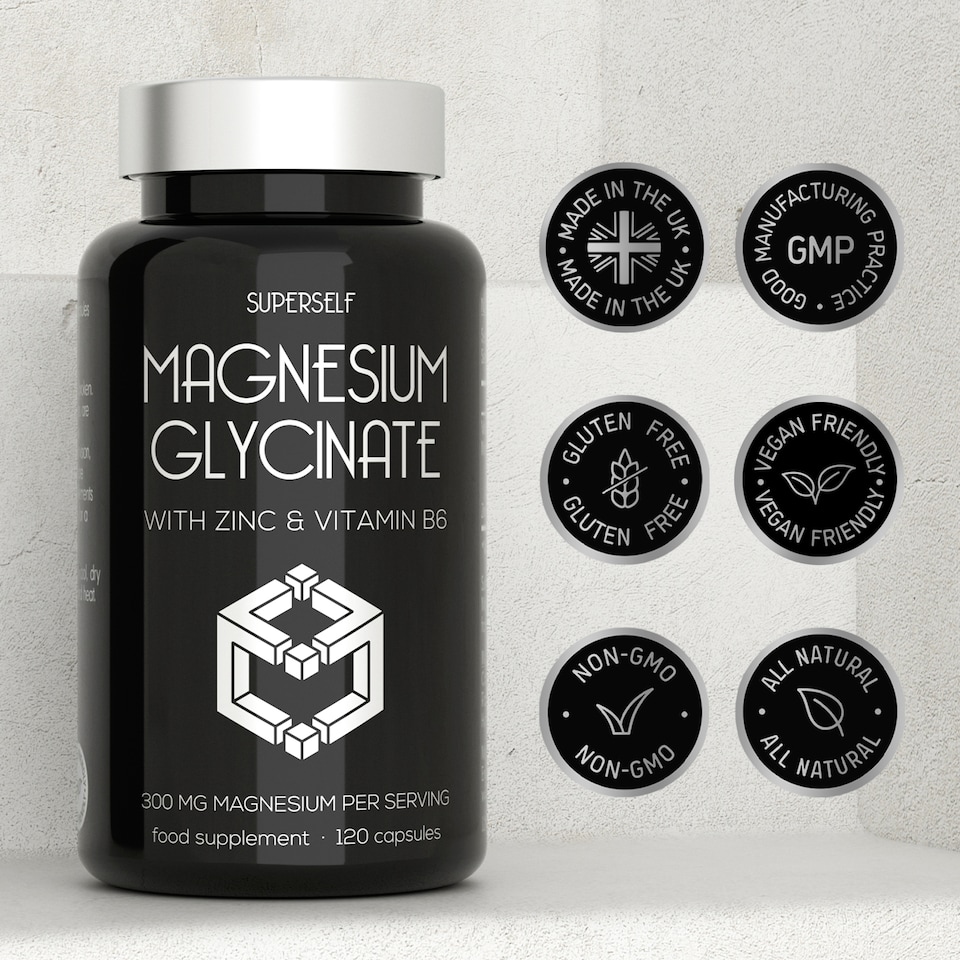 image 1 of SuperSelf Magnesium Glycinate 1500mg with Zinc & Vitamin B6 120 Capsules