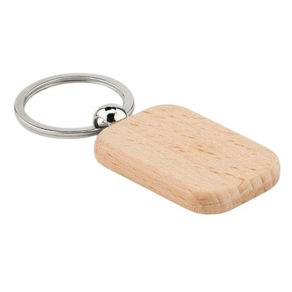 image 1 of MidOcean Poty Wood Rectangular Wooden Keyring - Wood - One Size