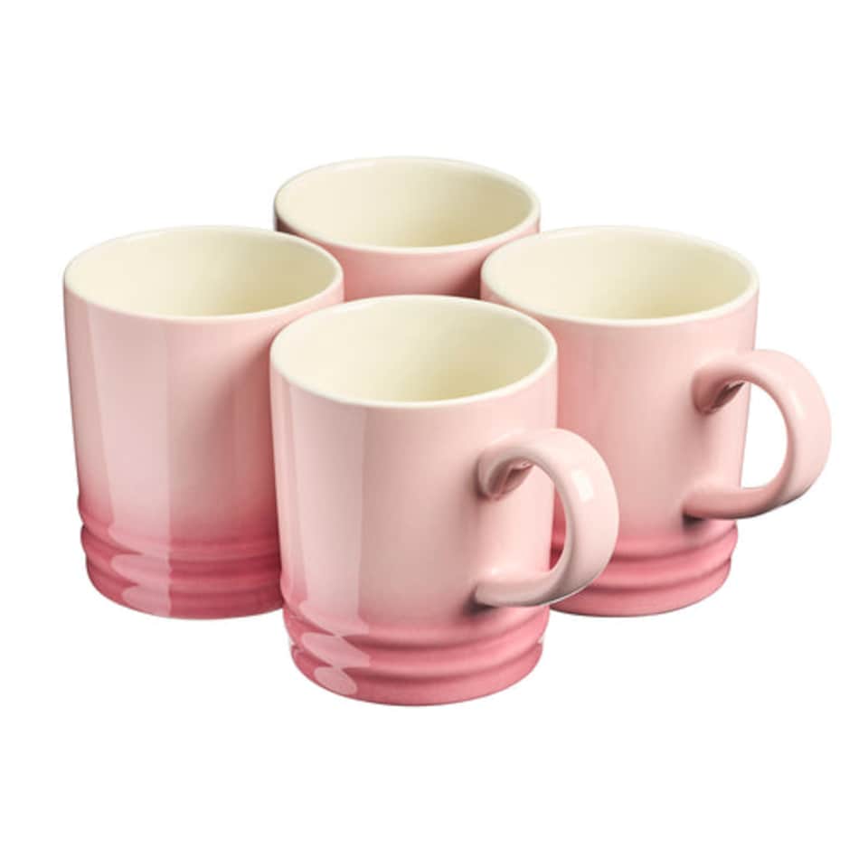 image 1 of Cooks Professional 4 Piece Mug Set - Durable Dishwasher Safe Stoneware - 350ml | Pink | Pink