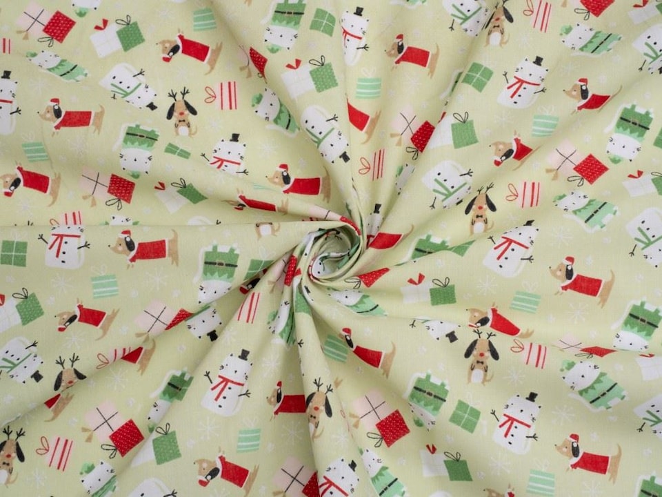 Green Printed Polycotton Fabric for Dressmaking, 112.5cm / 44" Wide - per metre