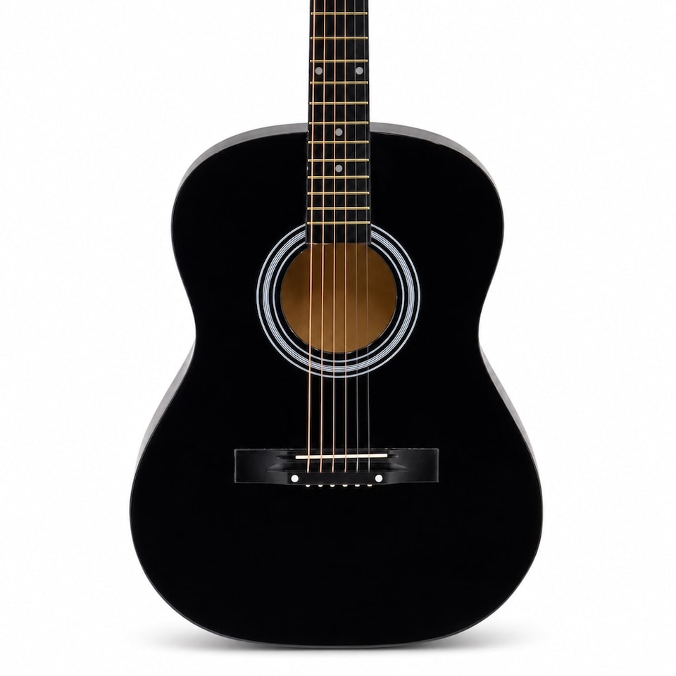 image 1 of Black 39 Inch Full Size 6 String Steel Strung Acoustic Guitar | Black
