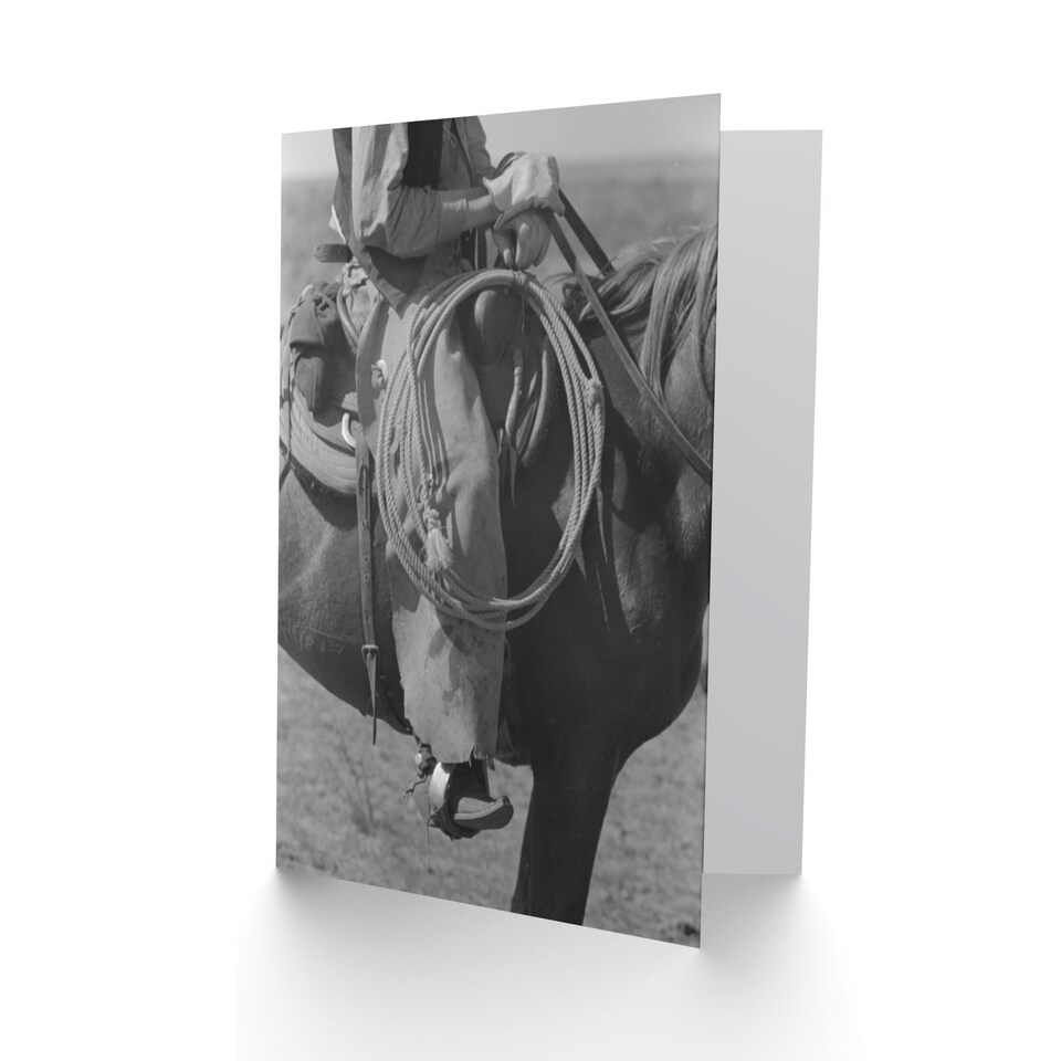 image 1 of Russell Lee Cowboy Regalia and Equipment Photograph Art Greeting Card