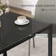 image 3 of HOMCOM Modern Square Dining Table with Tempered Glass Top Metal Legs | Black | Black | 75cm x 75cm x 75cm