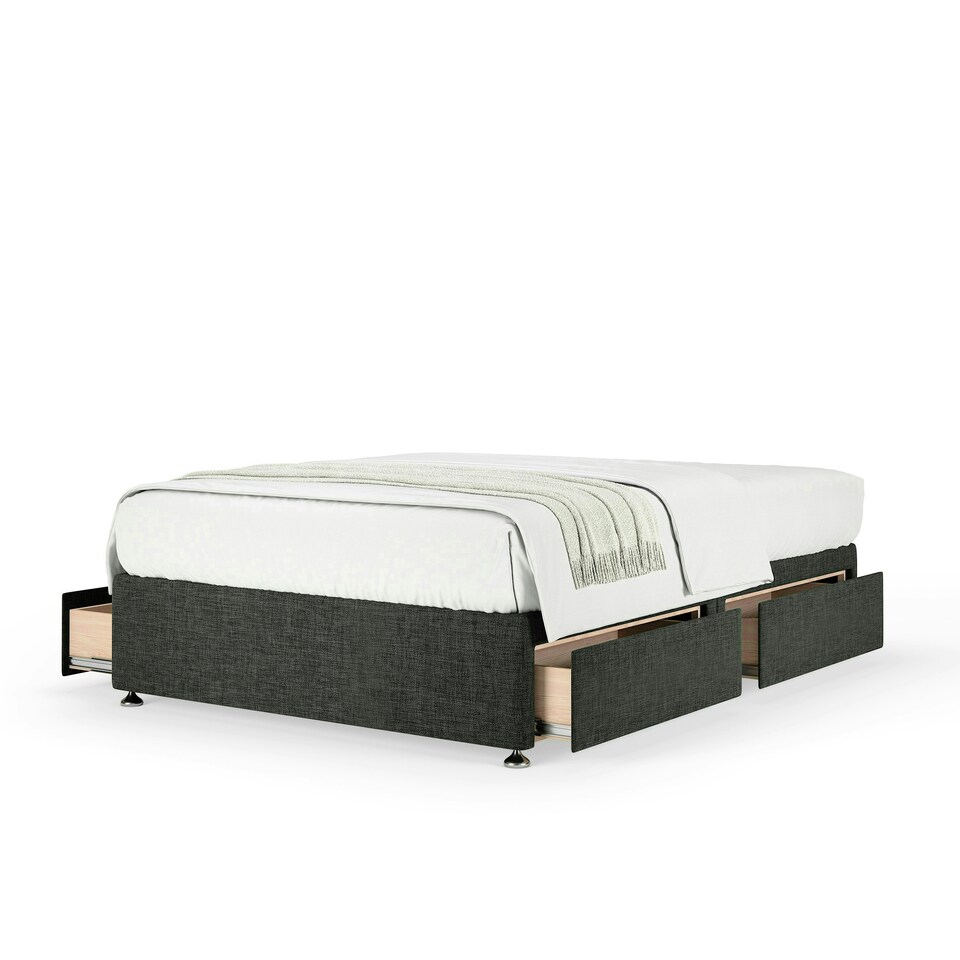 image 1 of Majestic 1000 Pocket Sprung Charcoal Linen 4 Drawer Divan Set Small Double