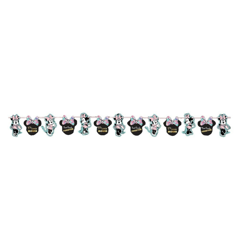 Disney Paper Minnie Mouse Garland - Pink/Blue - One Size