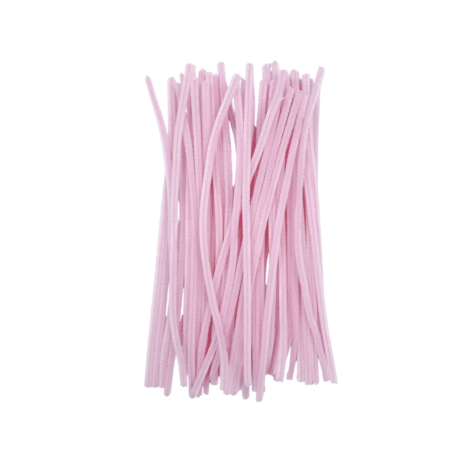 image 1 of Pack of 50 Pastel Pink Coloured Pipe Cleaners 30cm x 6mm Craft Chenille Stems