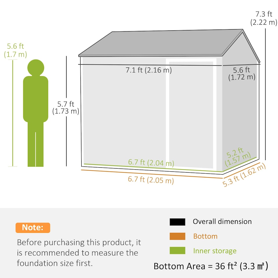 image 1 of Outsunny 7 x 6 ft Metal Garden Shed Outdoor Storage Shed w/ Door, Dark Grey 