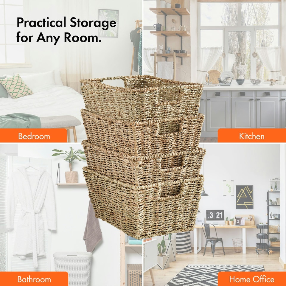image 1 of VonHaus Storage Seagrass Baskets