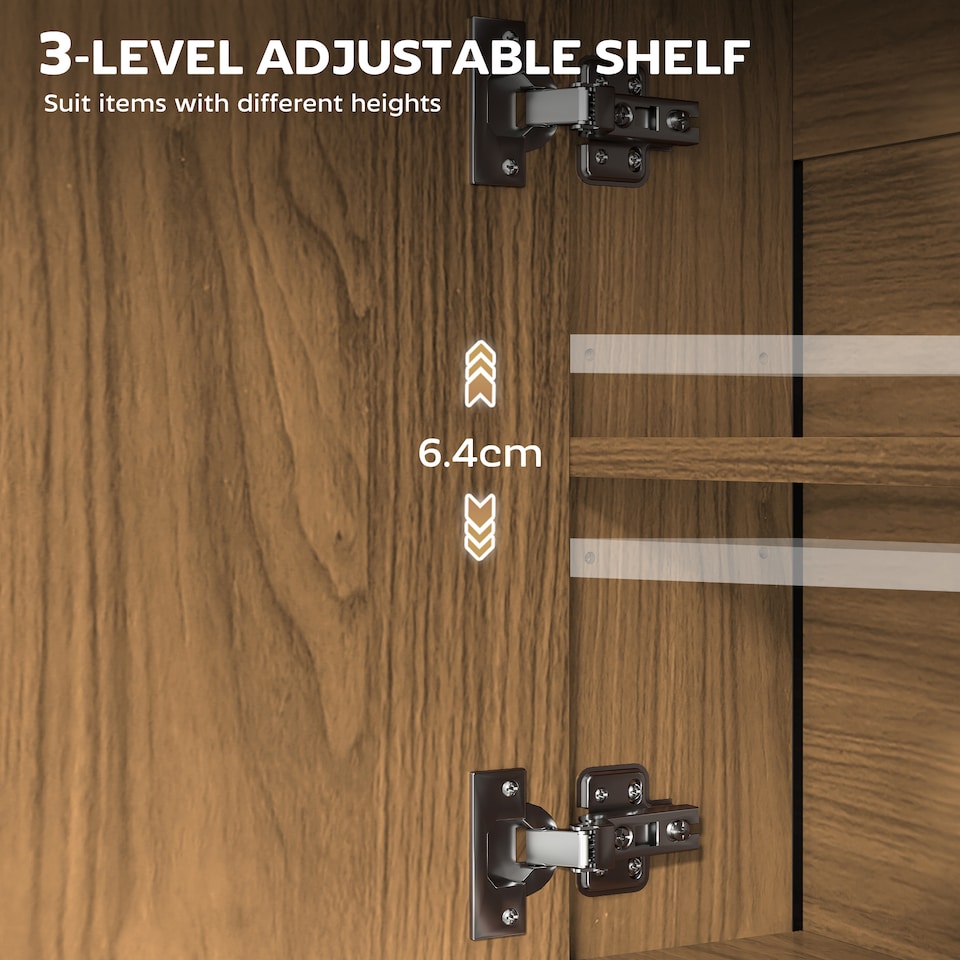 image 1 of HOMCOM Bathroom Mirror Cabinet Wall Mounted with Soft-Close Doors and Adjustable Shelf, Industrial Bathroom Wall Cabinet with Open Storage, 60 x 16 x 60 cm, Natural Wood Finish | Brown | Natural wood finish