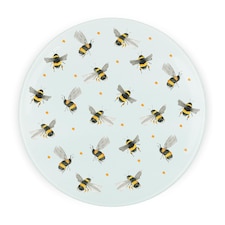 Scattered Bees Round Worktop Protector - Textured Glass Chopping Board