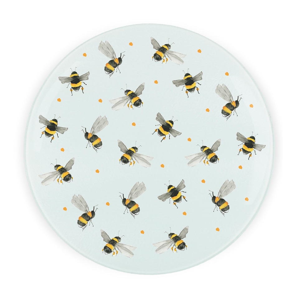 image 1 of Scattered Bees Round Worktop Protector - Textured Glass Chopping Board