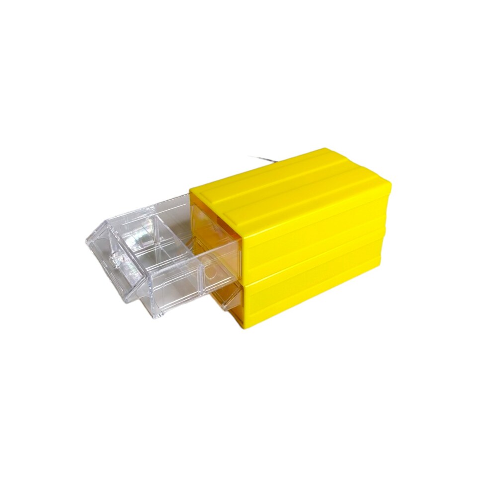 image 1 of Yellow Stackable Plastic Storage Drawers L183xW110xH61mm with Removable Compartments