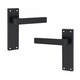 image 3 of Golden Grace 5 Pairs Victorian Straight Delta Door Handles Latch in Matt Black - 150mm x 40mm Backplate Black