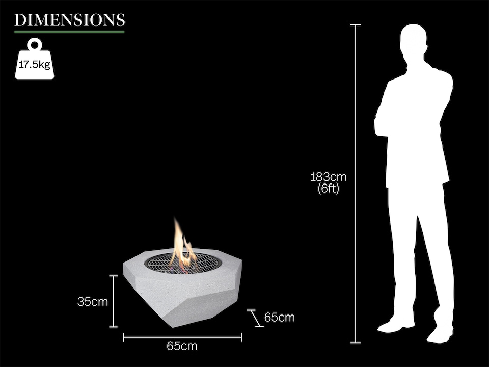 image 1 of Field & Flame Rhoda Wood Burning BBQ Fire Pit in Concrete Grey