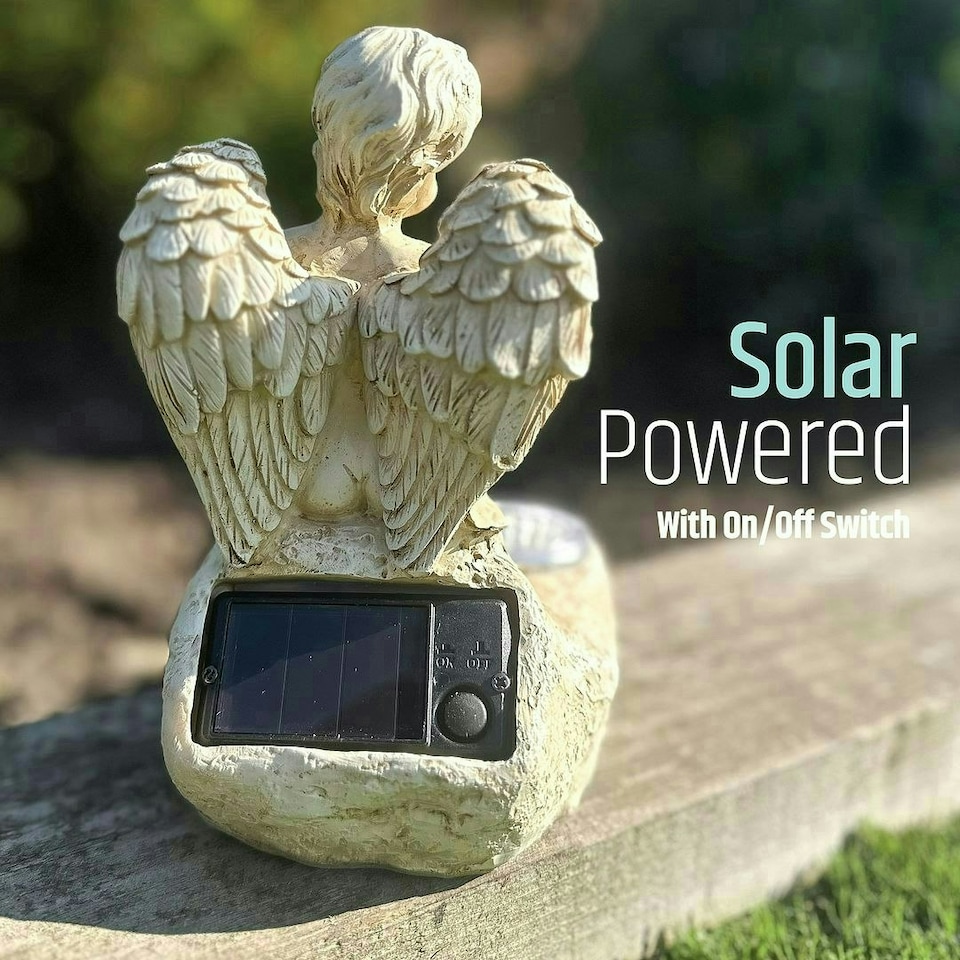 image 1 of GardenKraft 11109 Cupid Outdoor Solar Ornament