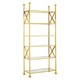 image 2 of Interiors by Premier Contemporary Gold Finish Cross Design Bookshelf, Sturdy Book Storage Shelf, Ample Storage Slimline Bookshelf Gold