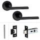 image 2 of Golden Grace 6 Pairs Leon Design Door Handles on Round Rose in Matt Black Finish with 2.5" Tubular Latch - 52mm Diameter Black