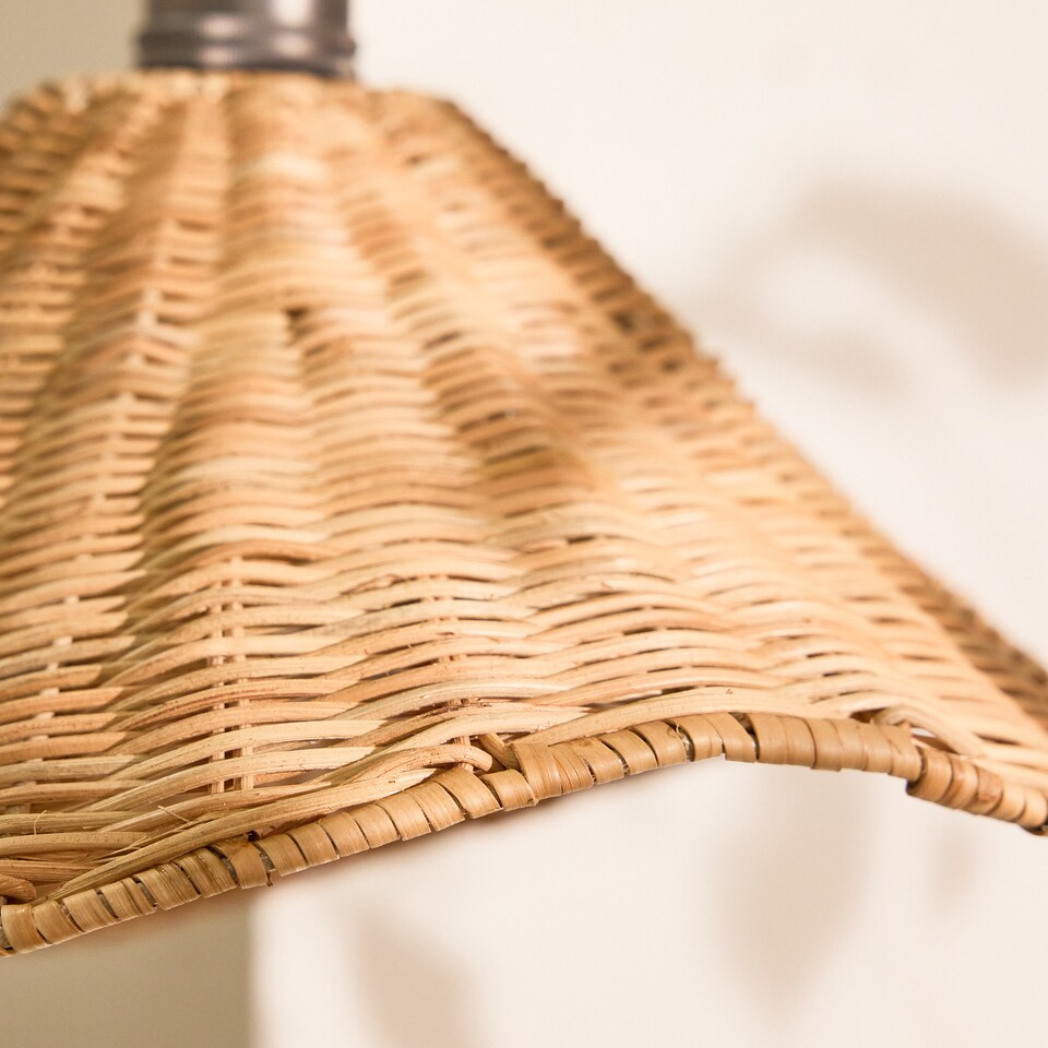 image 1 of Traditional Roscoe Rattan Scalloped Easy Fit Decor Ceiling Shade H19 x D44cm